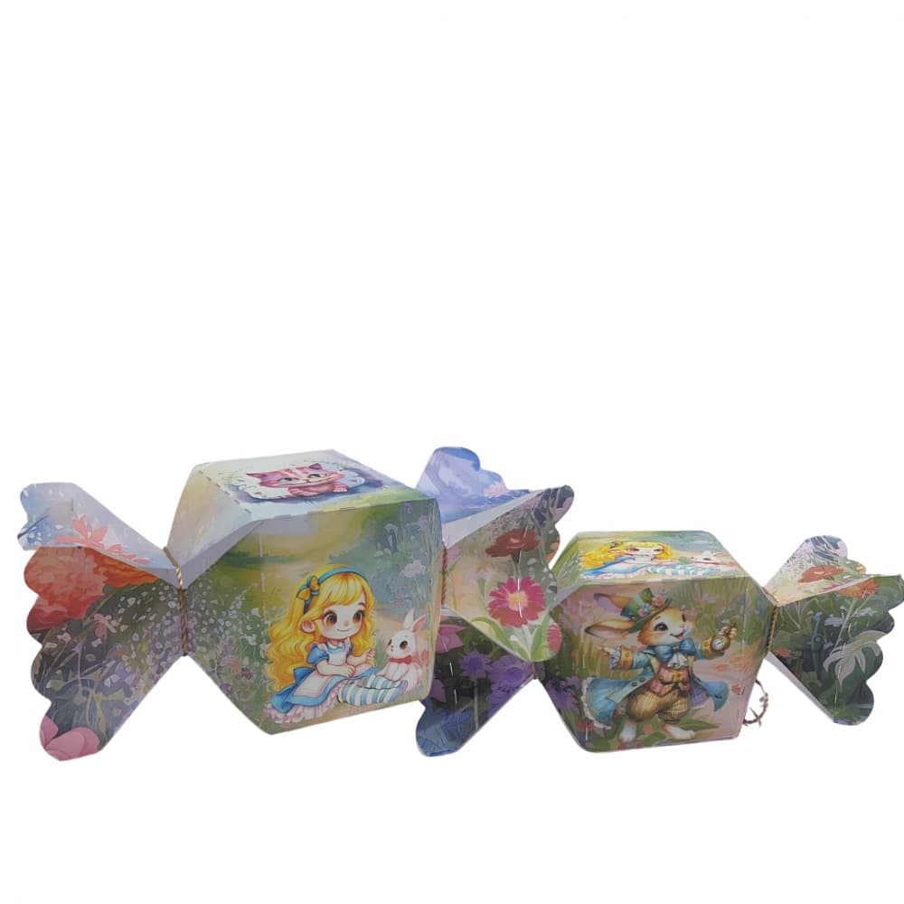 Caixa Bala Alice Lúdica (10 unidades) - Papelaria Personalizada para Festa Infantil