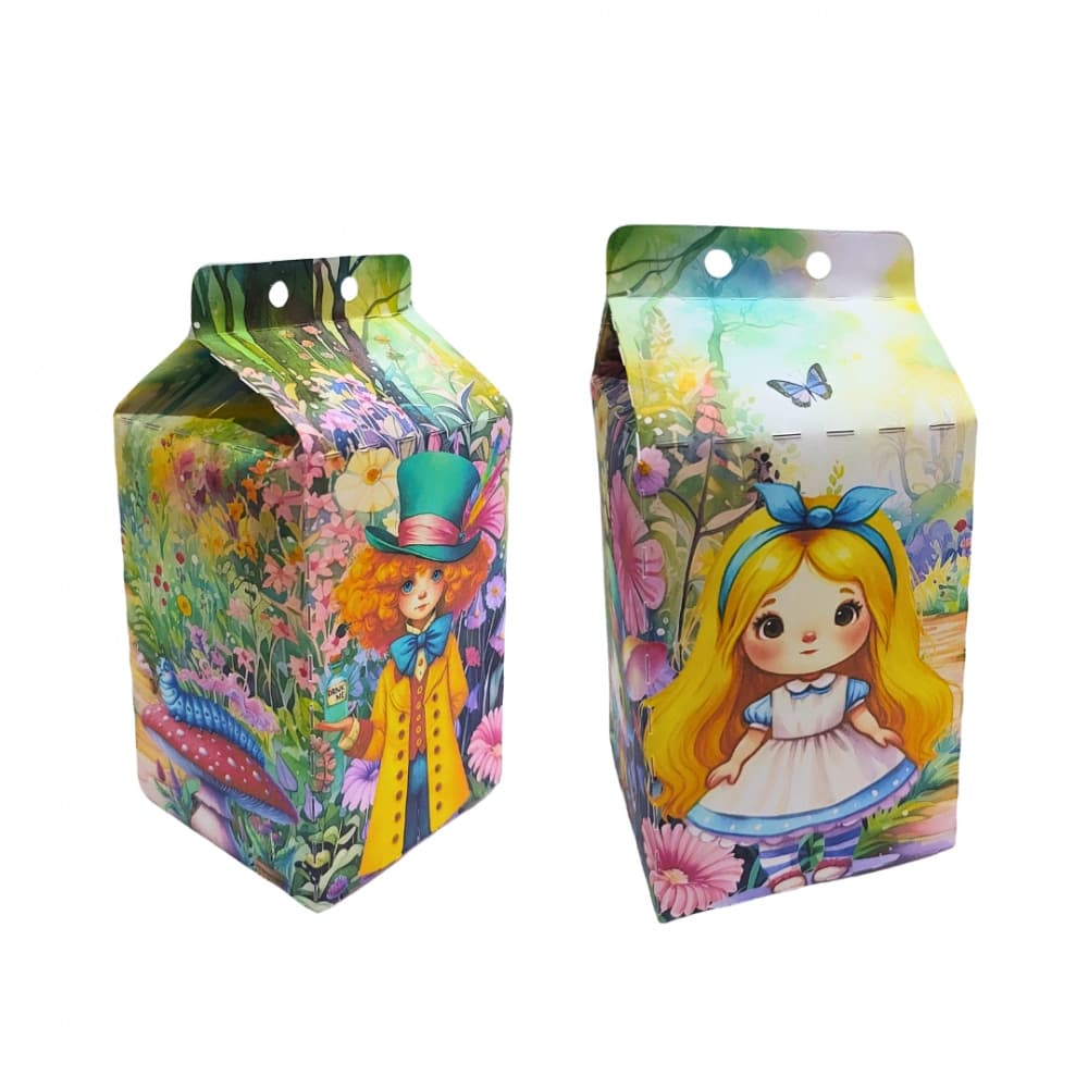 Caixa Milk Alice Lúdica (10 unidades) - Papelaria Personalizada para Festa Infantil