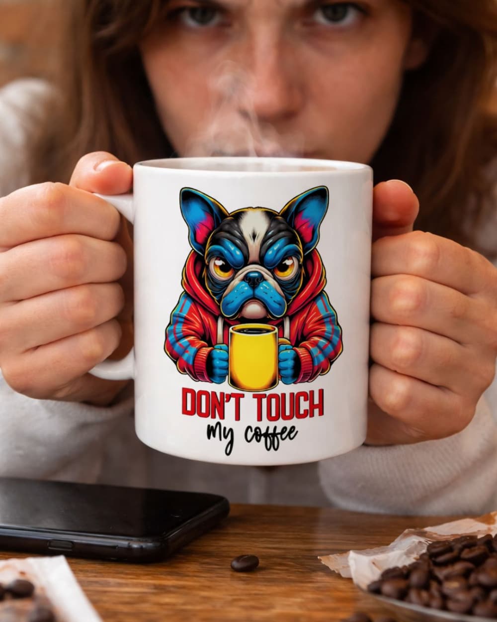 Caneca Bulldog Social Battery Low - Recharging 325ml
